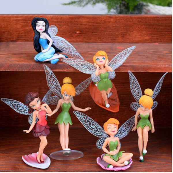 6Pcs Flower Fairy Pixie Fly Wing Family Miniature Artificial Swallow Birds Garden Ornament Home Decor Decoration Craft