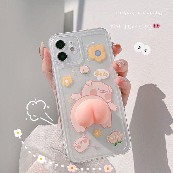 3D Pig Bum Phone Case for Apple Iphone 13/pro/max/mini/12/11/x/xs/8/7/6/plus