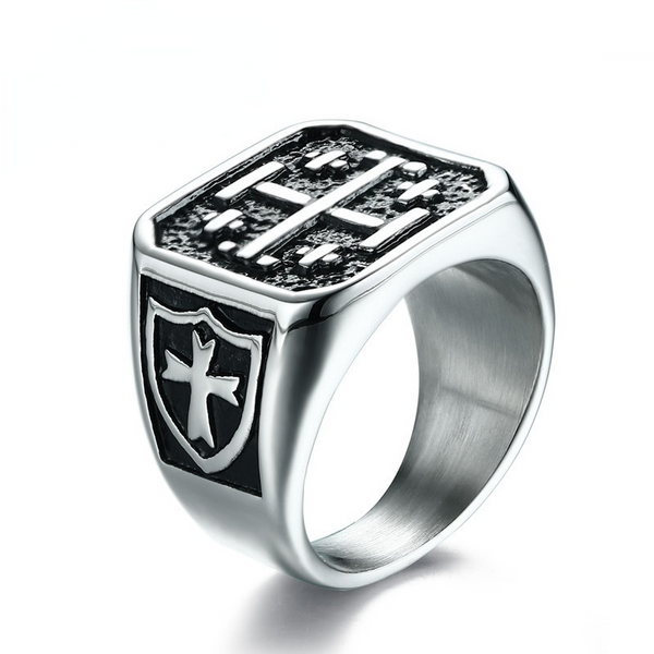 Jerusalem cross ring,Stainless steel ring,Gothic Christian Ring,Ring Men,Cross Signet Ring,Jewelry Christian, Gift Jewelry