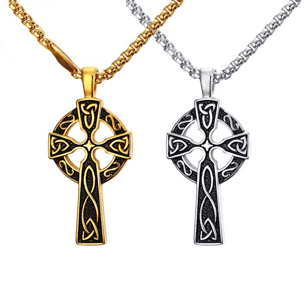 62MM Stainless Steel Celtic Cross Pendant Sterling  Celtic Necklace Norse Celtic Jewelry, vintage cross pendant with chain,cros Cheilteach