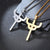 Handcrafted Fallen Angle Cross Necklace From Judas Priest's Sad Wings of Destiny, Stainless steel, IP Gold Flatting, Man Pendant, Music